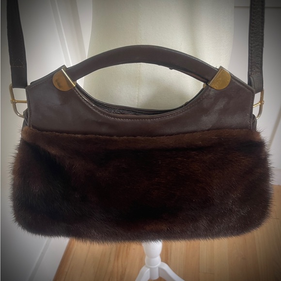 SOLD; EXCELLENT NATURAL RICH RANCH MINK FUR HANDBAG  HIDDEN HAND MUFF LEATHER - Picture 10 of 11
